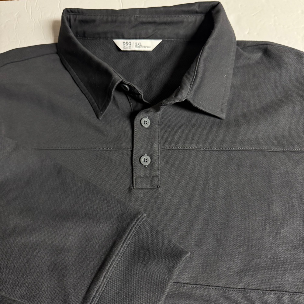 DSG Twitch Allison Mens 2XL Gray Long Sleeve‎ Polo Shirt Pullover Pocket